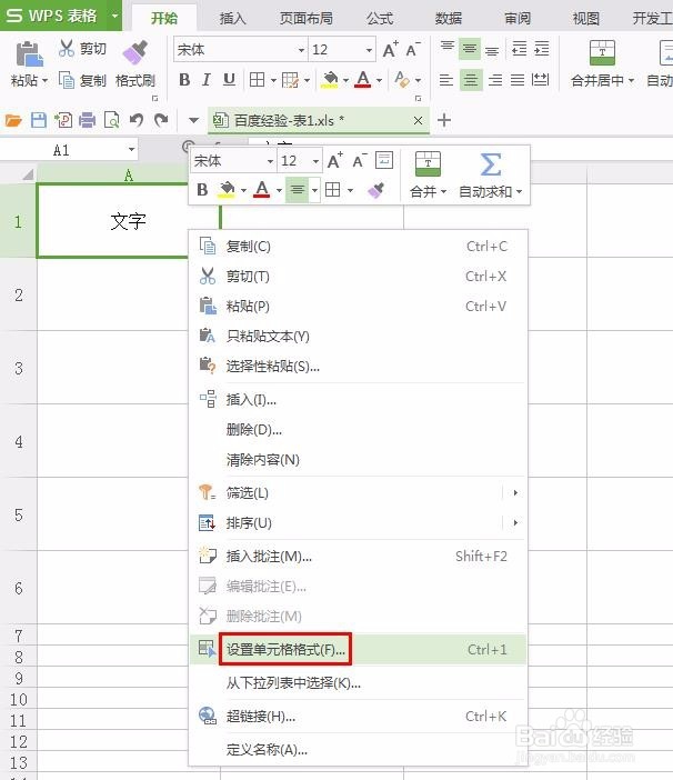wps表格里填字怎样顶格