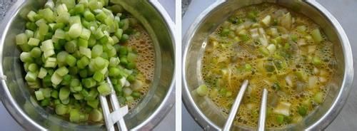 特色菜;鸡蛋虾仁蒜薹脆烧饼做法图解