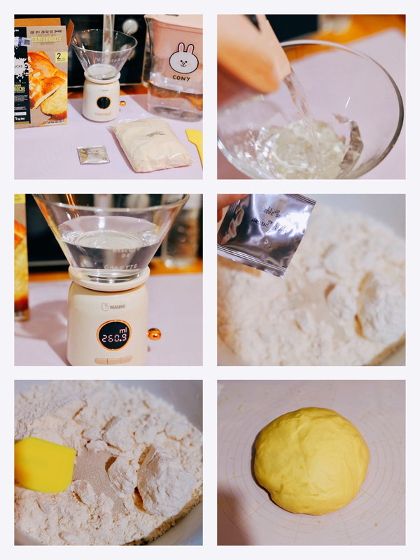 雪花造型红豆沙黄金软布里欧附过程图