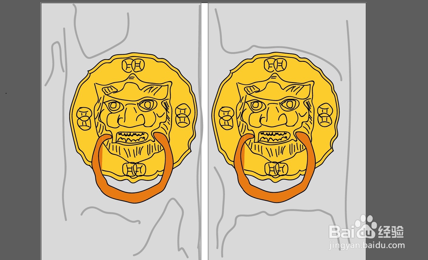 传统门饰简笔画