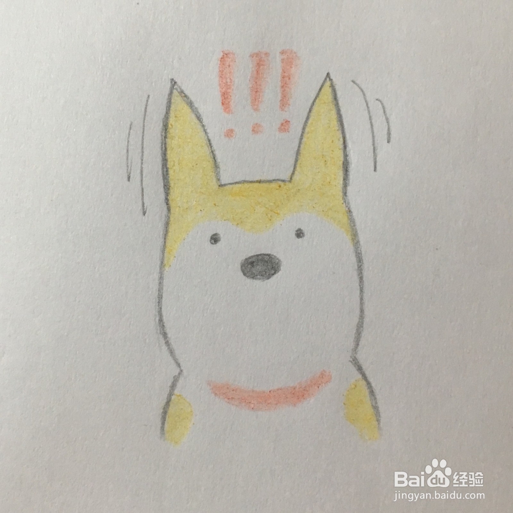 怎么画一只被吓到的柯基小狗简笔画？