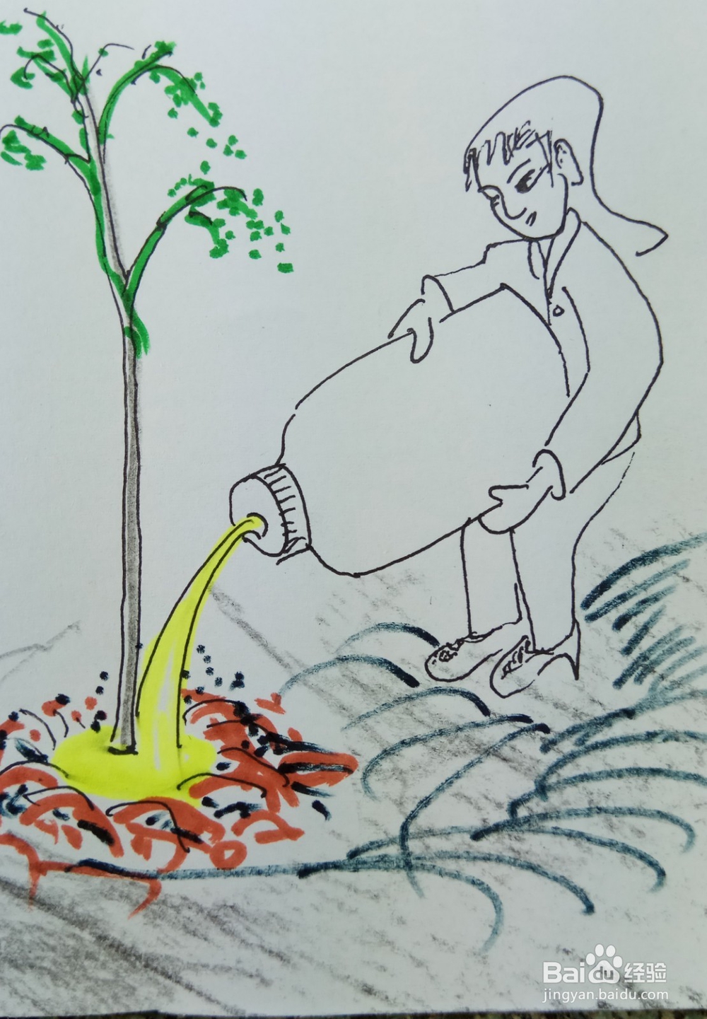 怎样画儿童简笔画植树节植树？