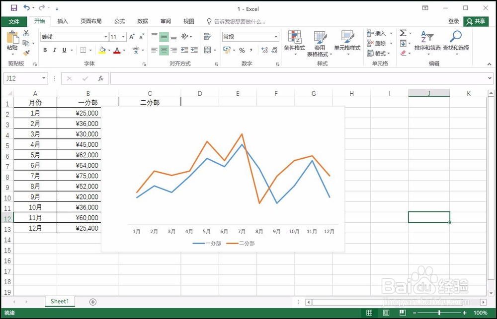 Excel 2016图表隐藏或者删除纵坐标轴标签