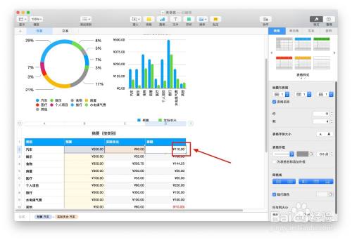 Numbers表格“个人预算”模板中如何插入批注