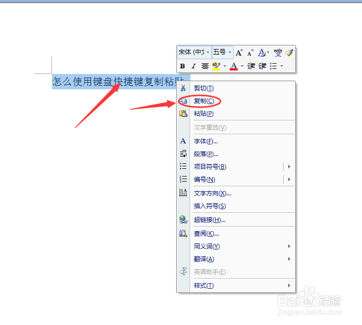 怎么使用键盘快捷键复制粘贴