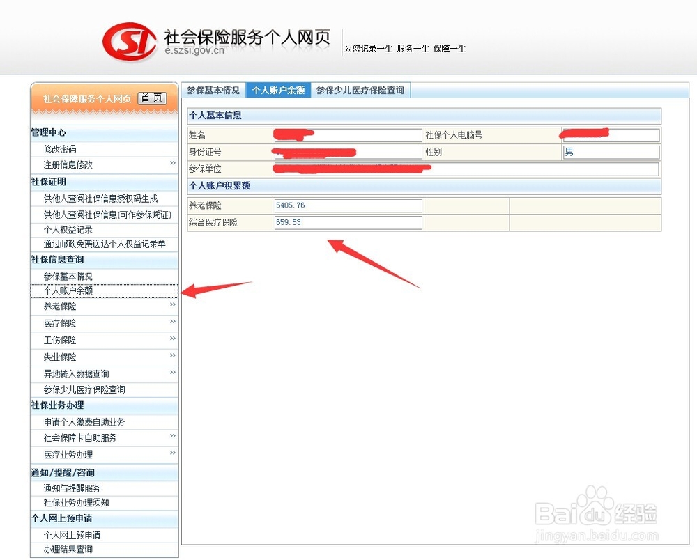 社保个人账户余额信息查