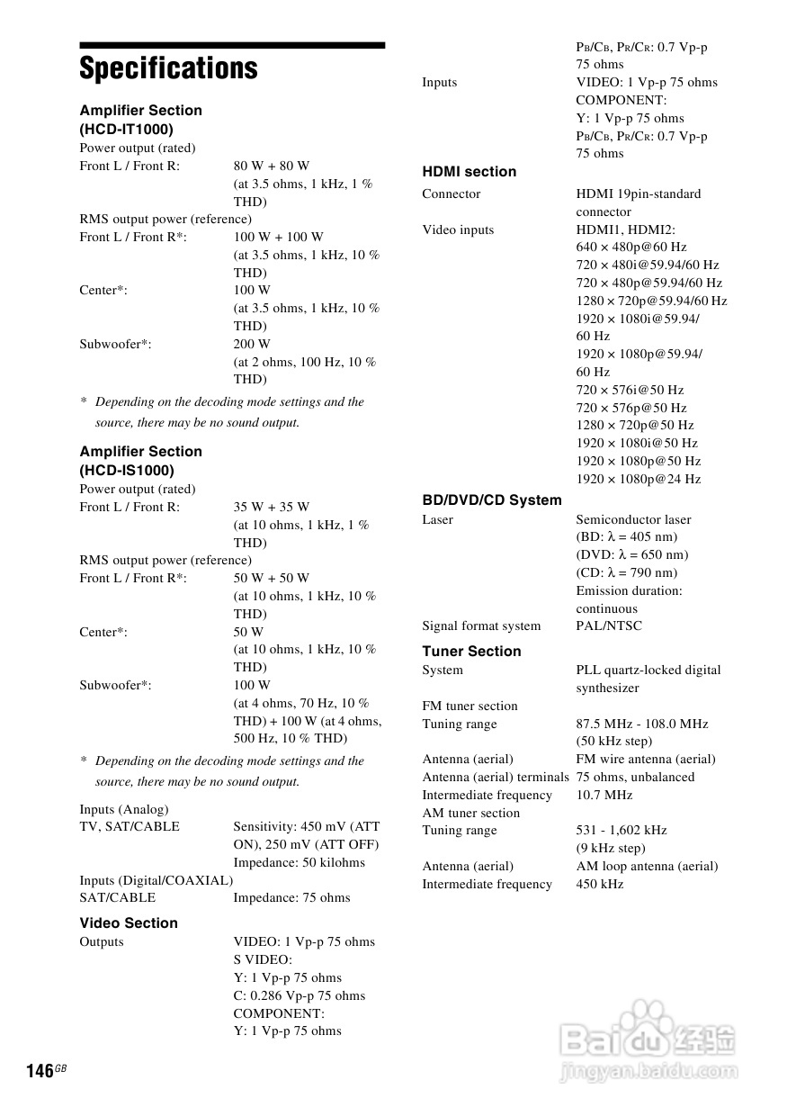 SONY BDV-IS1000蓝光DVD无线环绕家庭影院用户手册:[8]