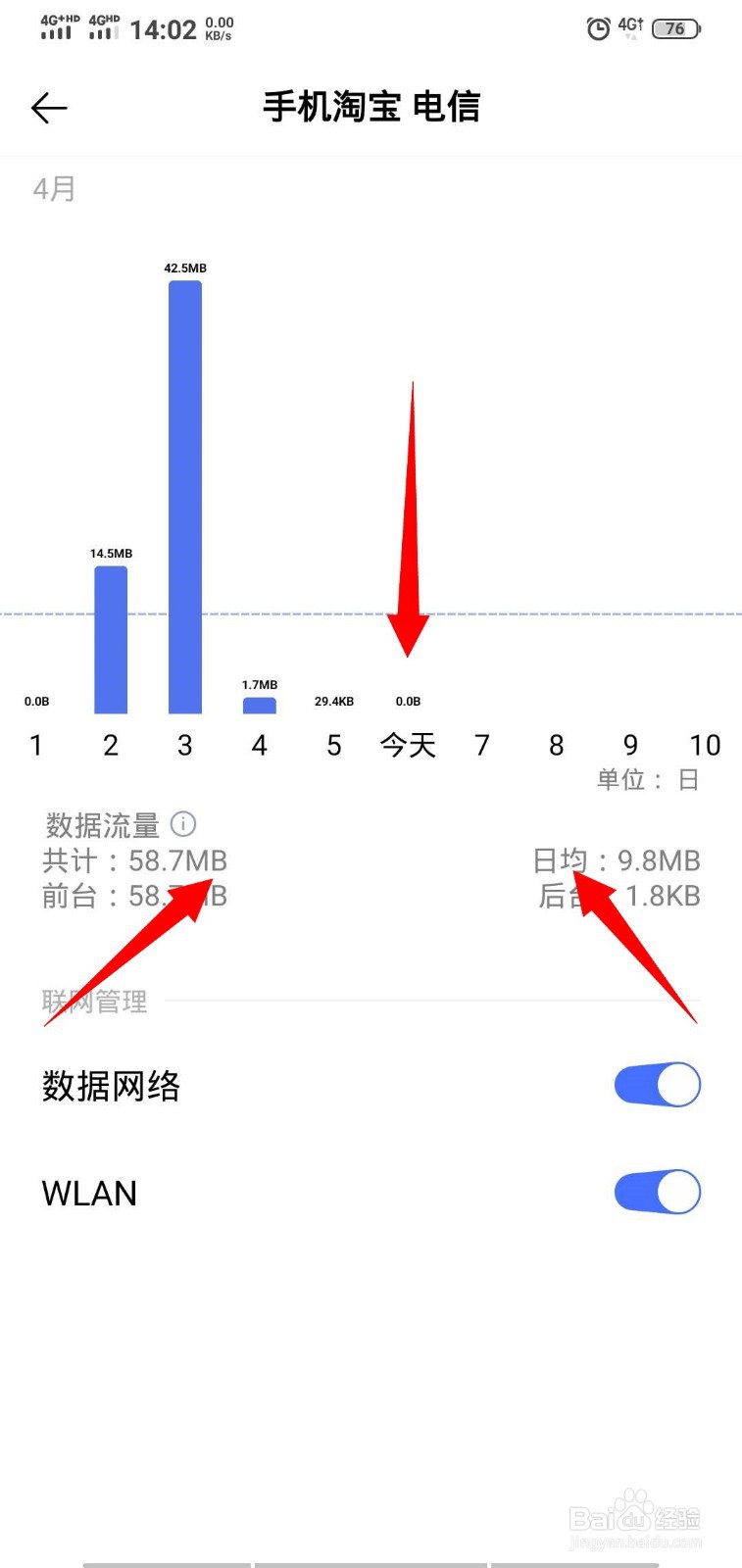 怎样查看手机淘宝平均每天使用了多少流量