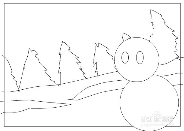 flash绘制一个卡通雪人的场景