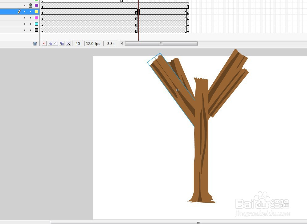 flash制作树木变成木字的动画