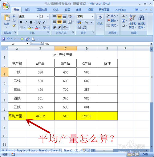 电脑软件在做生产计划时,我们经常要计算平均产量,比如以下表格中