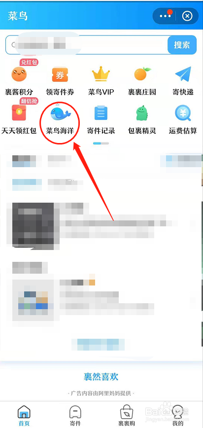 支付宝菜鸟海洋怎么进入呢