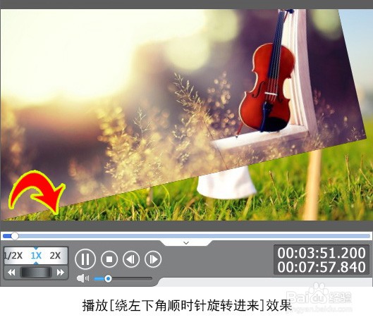 如何为视频添加绕左下角顺时针旋转进来特效