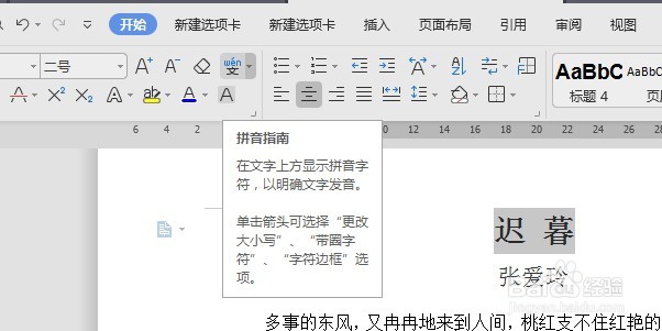 Word中如何横着放拼音