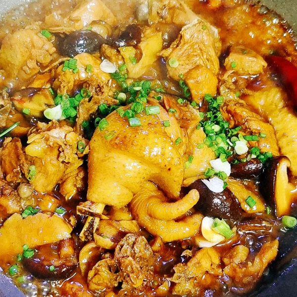红烧鸡肉炖香菇