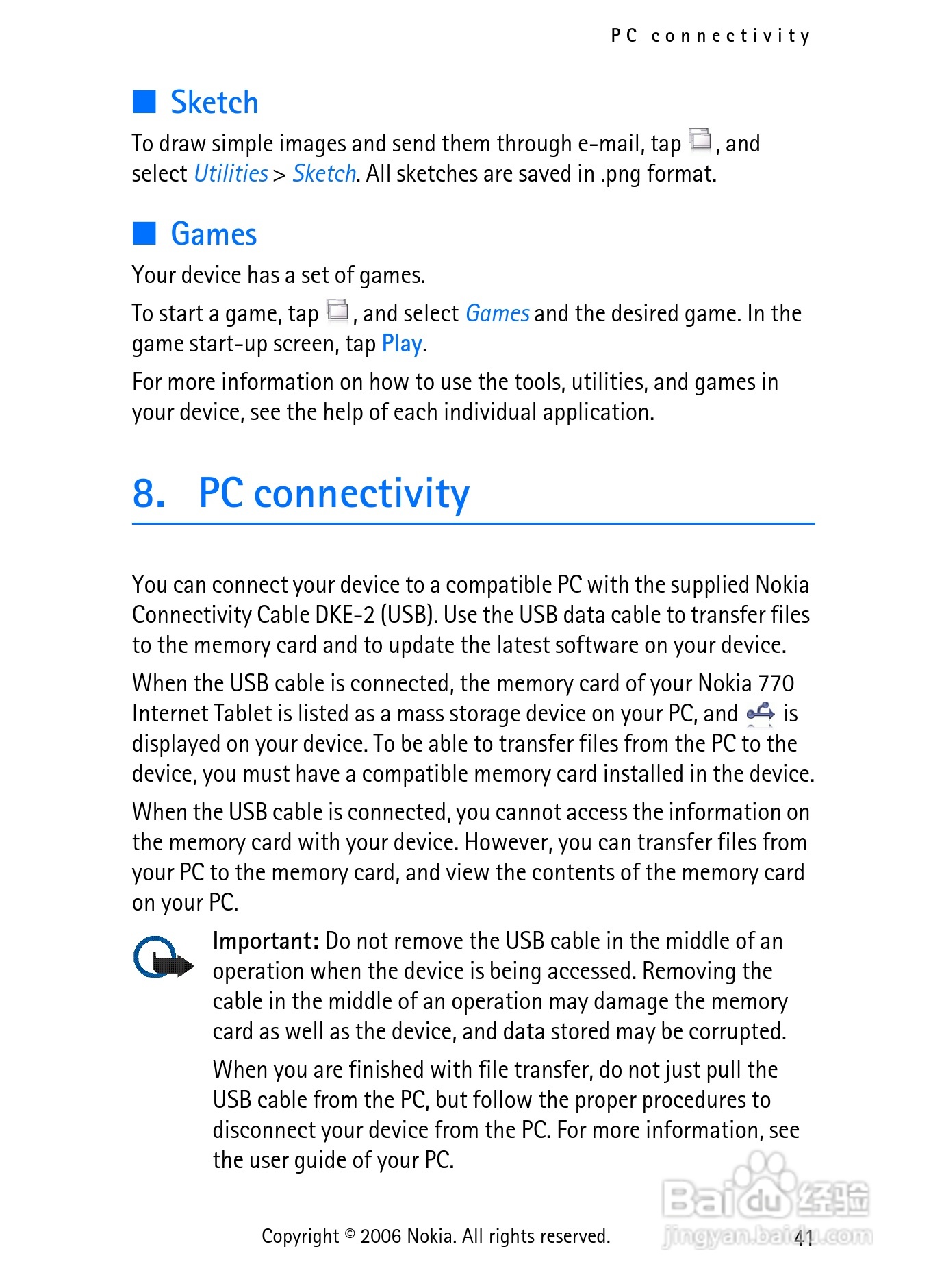 诺基亚Nokia 770手机使用说明书:[5]