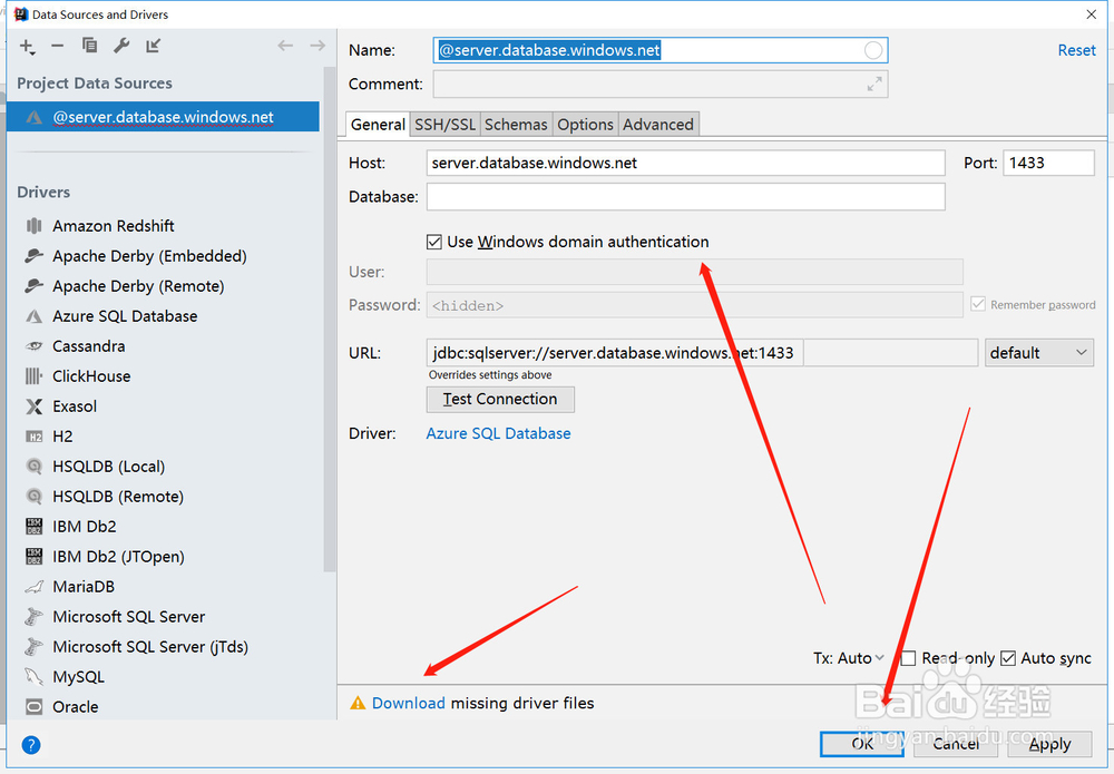 intellij idea如何连接Azure SQL Database