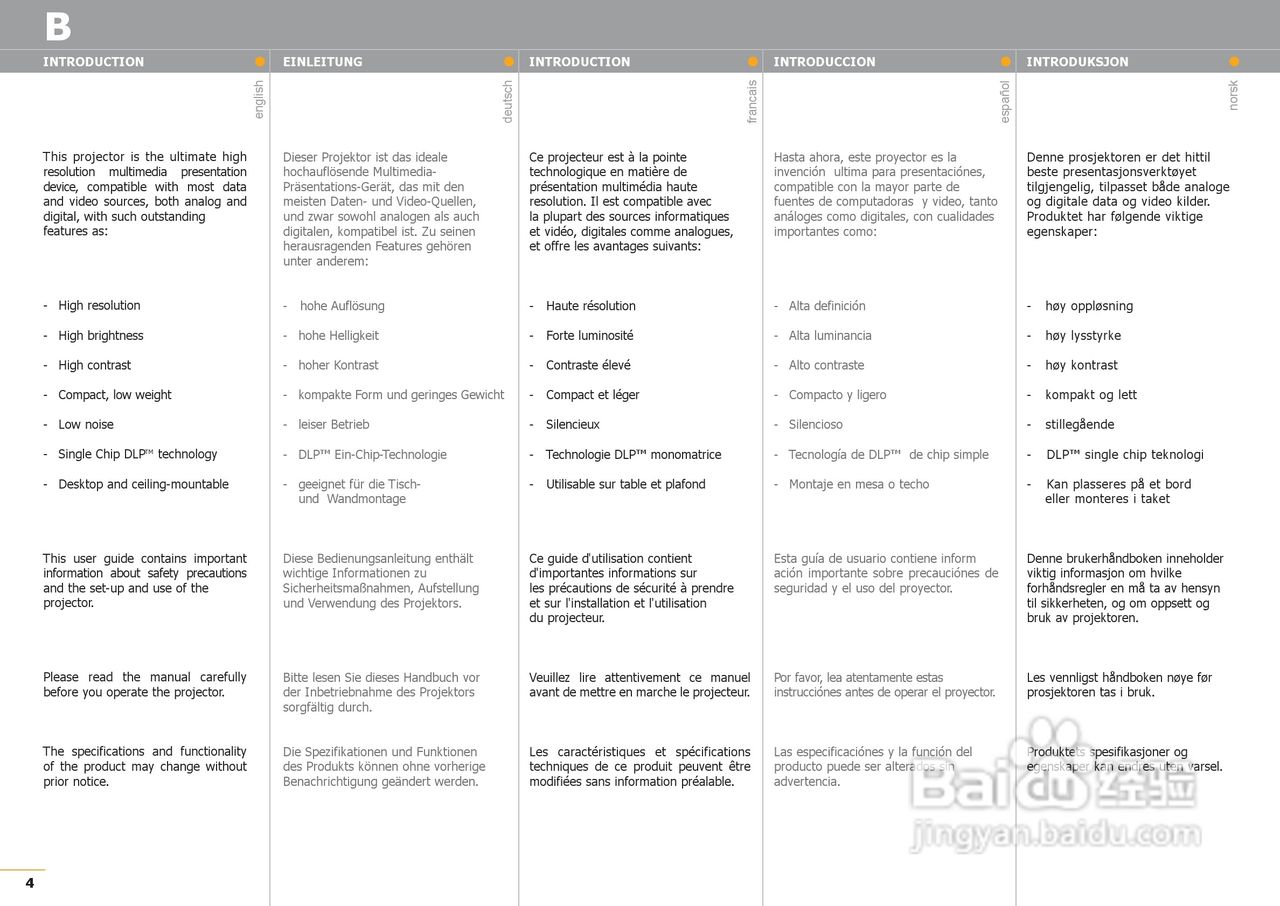 projectiondesign F1 SXGA XGA投影机说明书:[1]