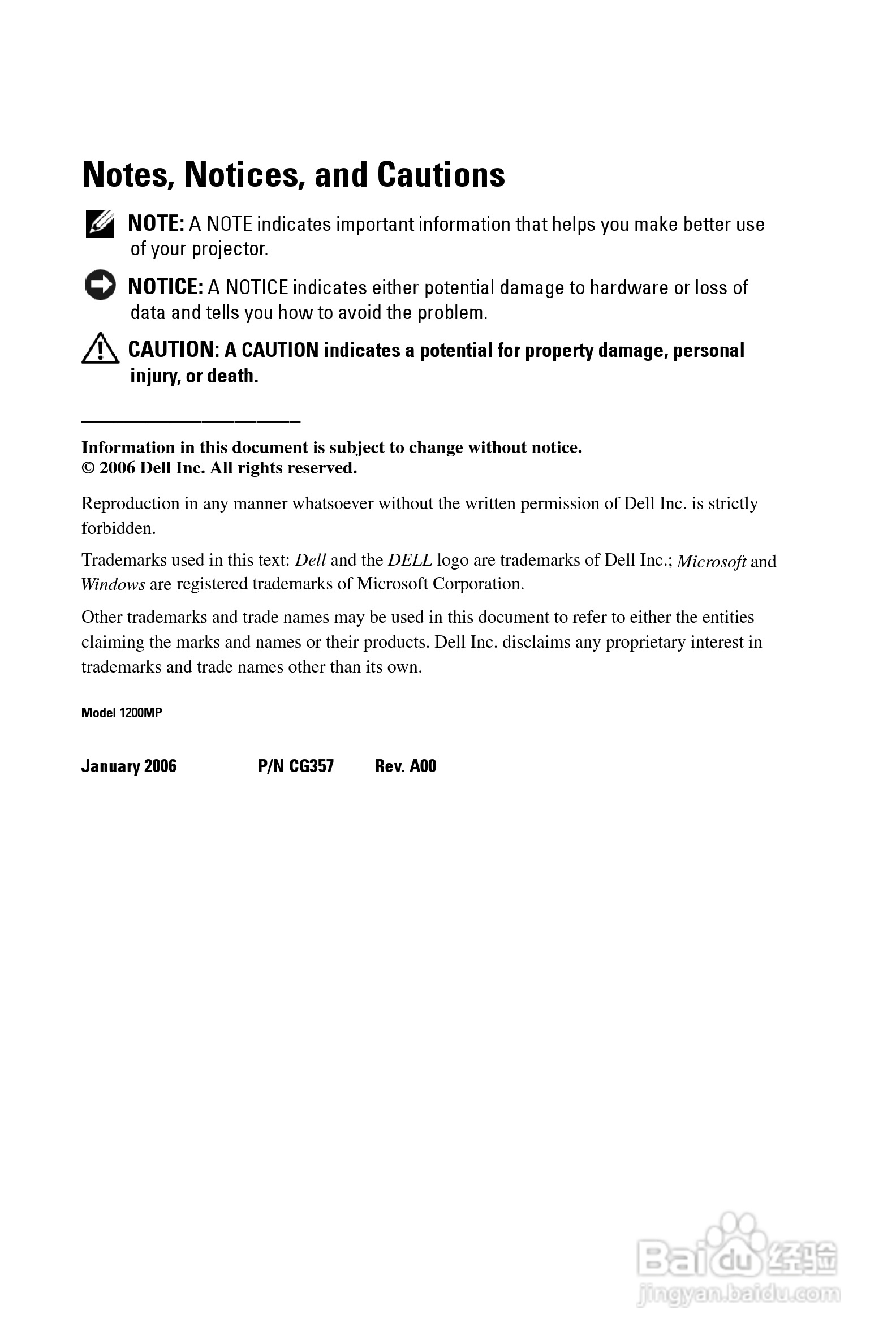 DELL Dell 1200MP Projector投影机说明书:[26]