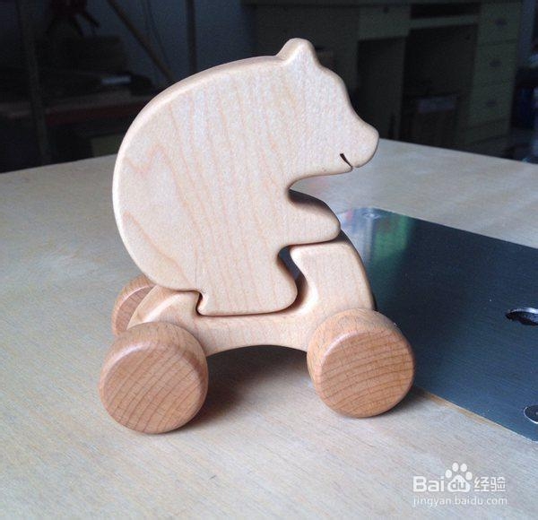 木头diy小熊玩具车