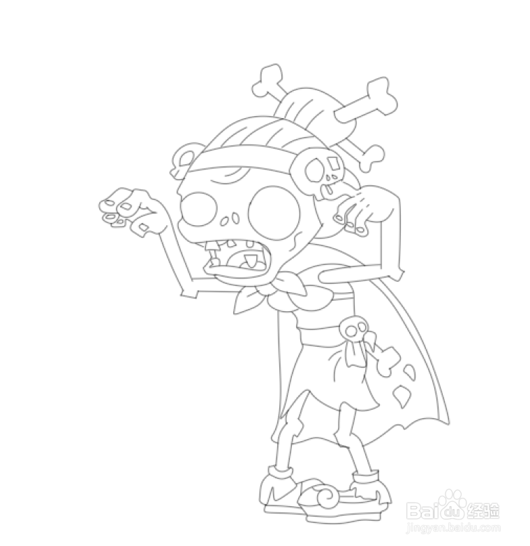 简笔画--植物大战僵尸之白骨精僵尸的画法