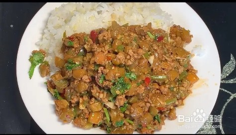 肉末茄子盖饭的做法