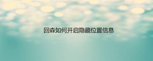 回森如何开启隐藏位置信息