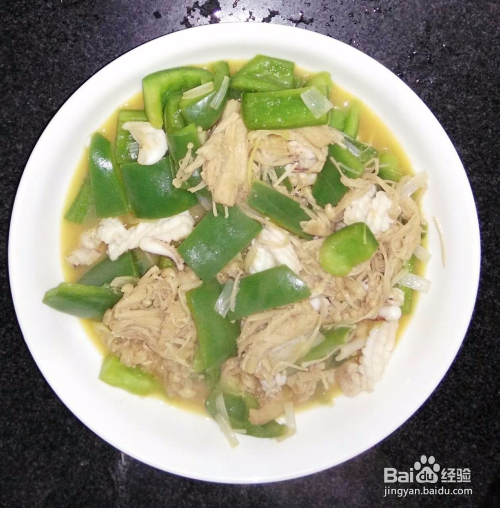 青椒金针菇炒鱿鱼的做法