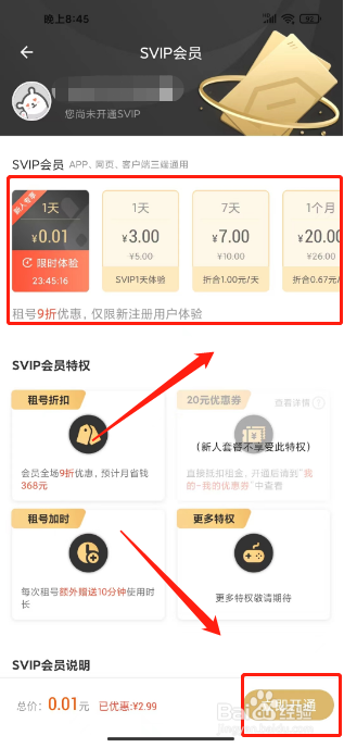 租一个平台如何进行开通SVIP会员