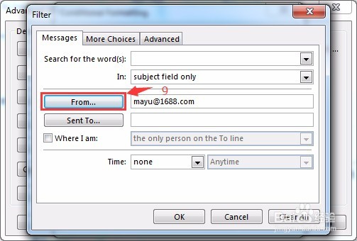 OUTLOOK 2013 如何为收到邮件的标题做颜色标记