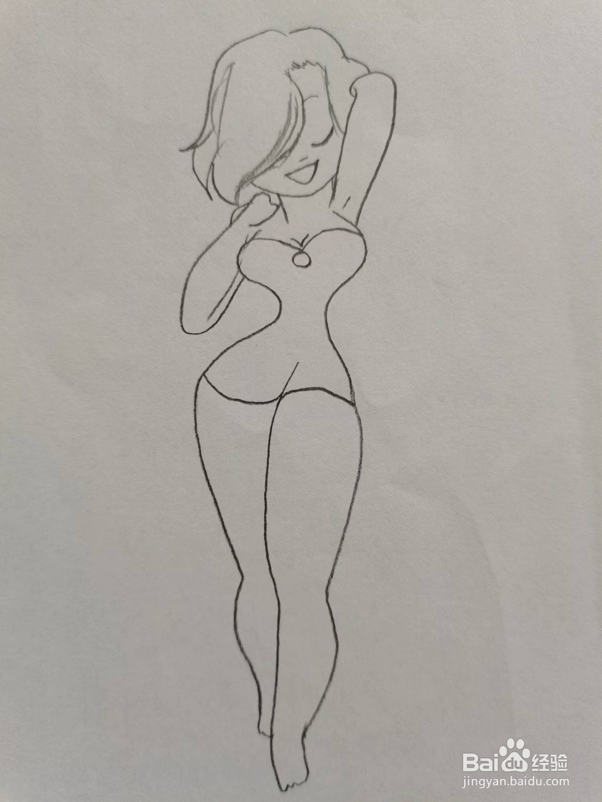 比基尼女孩简笔画