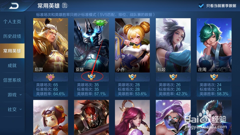 王者荣耀中英雄的熟练度怎么识别