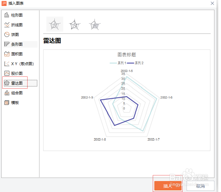 PPT如何插入雷达图