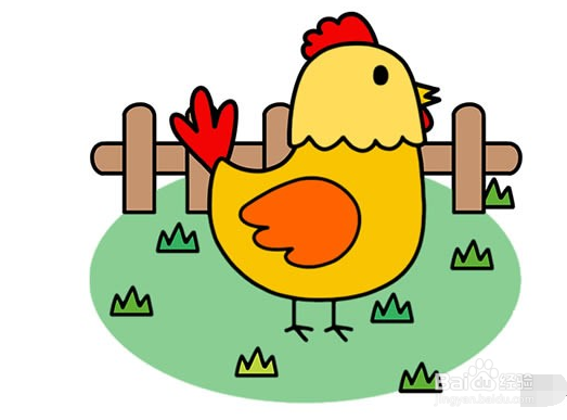 农场里的公鸡简笔画