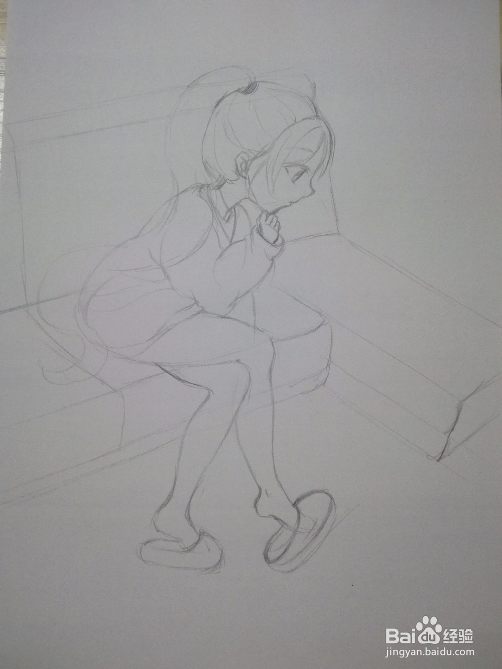 坐在沙发上的动漫人物怎么画