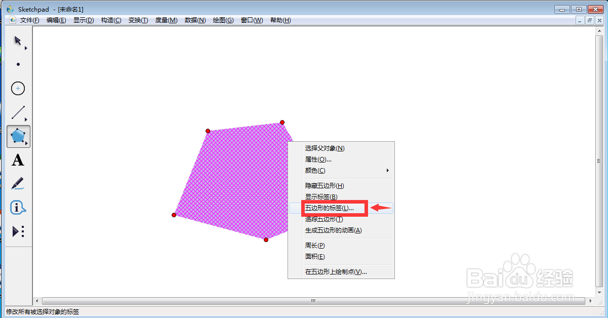 如何创建带标签的紫色五边形