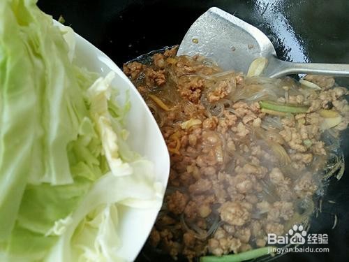 肉末粉丝炒圆白菜