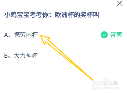 蚂蚁庄园欧洲杯的奖杯叫