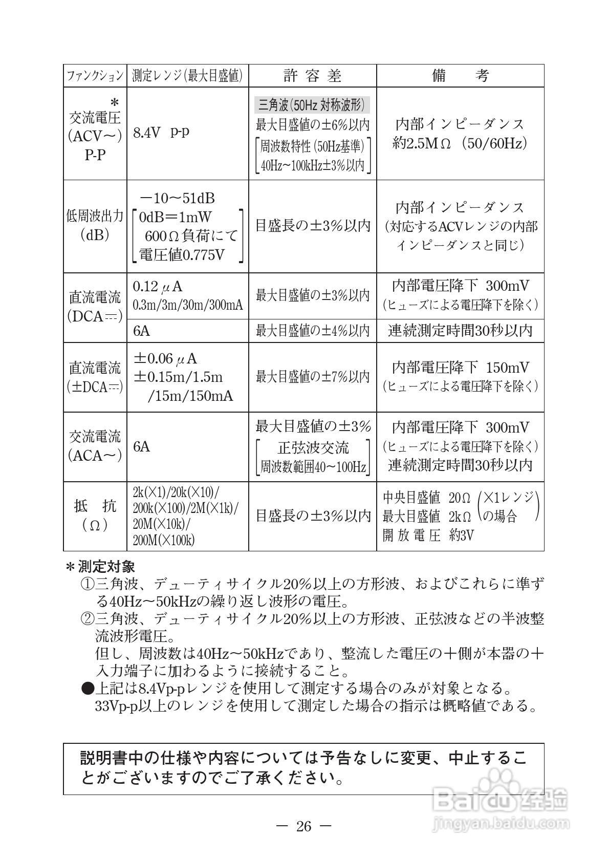 日本三和Sanwa模拟式万用表EM-7000说明书:[3]