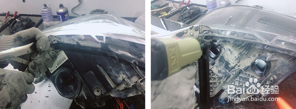 贵阳车灯升级改装，宝马5系525车灯改灯流程