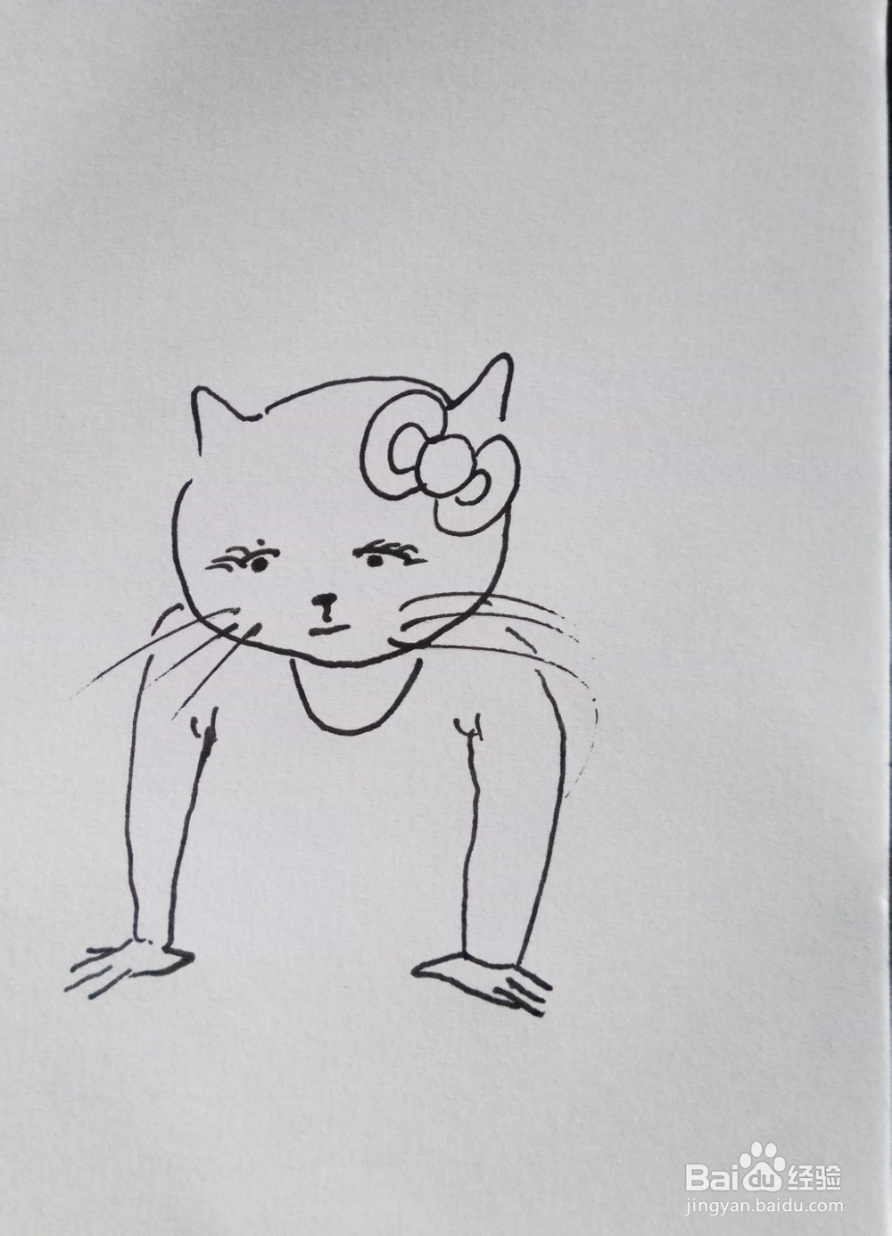 怎样画简笔画“小蓝猫爬进了草丛”