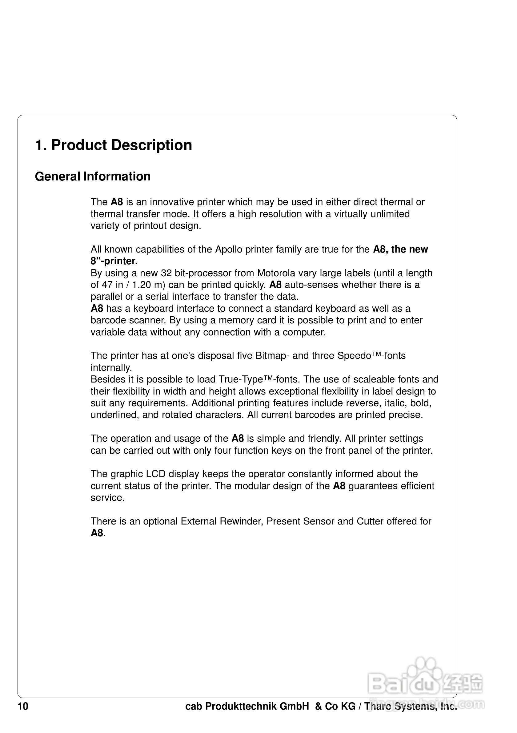 cab A8200打印机使用说明书:[1]