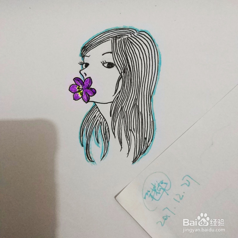 简笔画38：Q版叼花姑娘画法