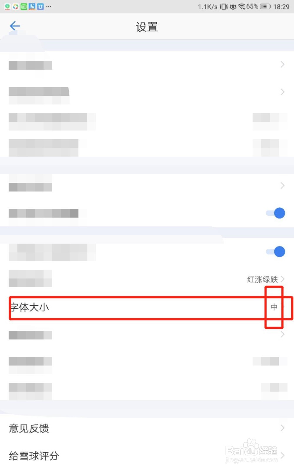 怎么调节雪球基金应用的字体大小