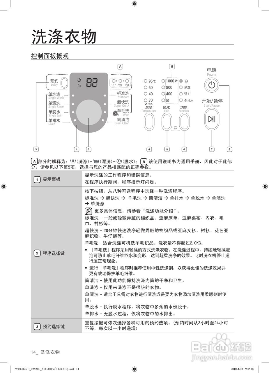三星WF0702NHM滚筒洗衣机使用说明书:[2]