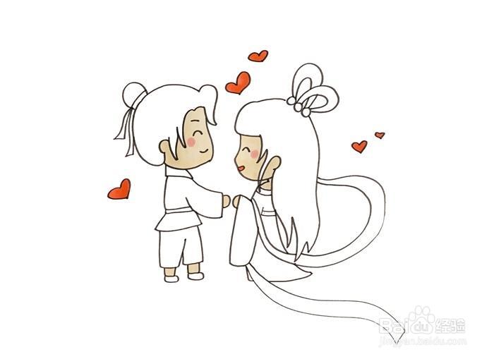 牛郎织女相会简笔画怎么绘制
