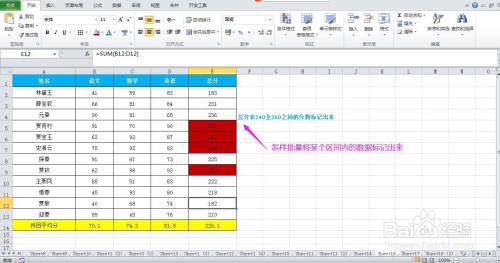 excel表格怎樣將某個區間段內的數據標記出來