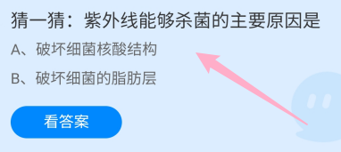 蚂蚁庄园答案紫外线能够杀菌的主要原因是?