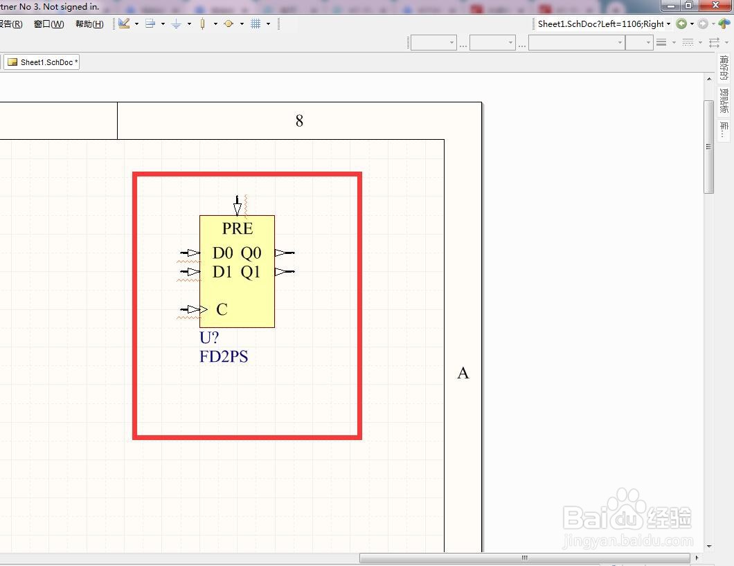 如何在AD中放置2位异步分立D型触发器？