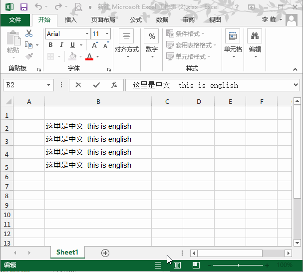 奇葩的Excel单元格内中、英文字体混用